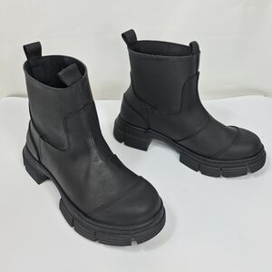 GANNI Ankle Rubber Chelsea Boots Rain Shoes Women’s Size 38 (US 8) Black